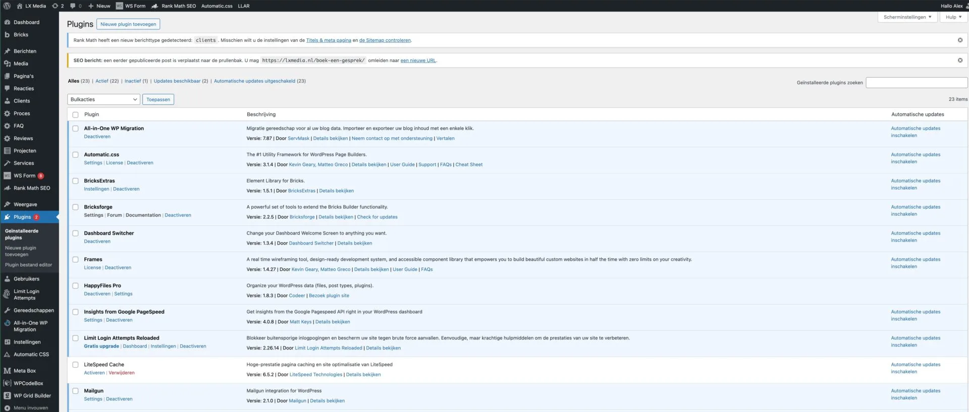Wordpress plugin dashboard